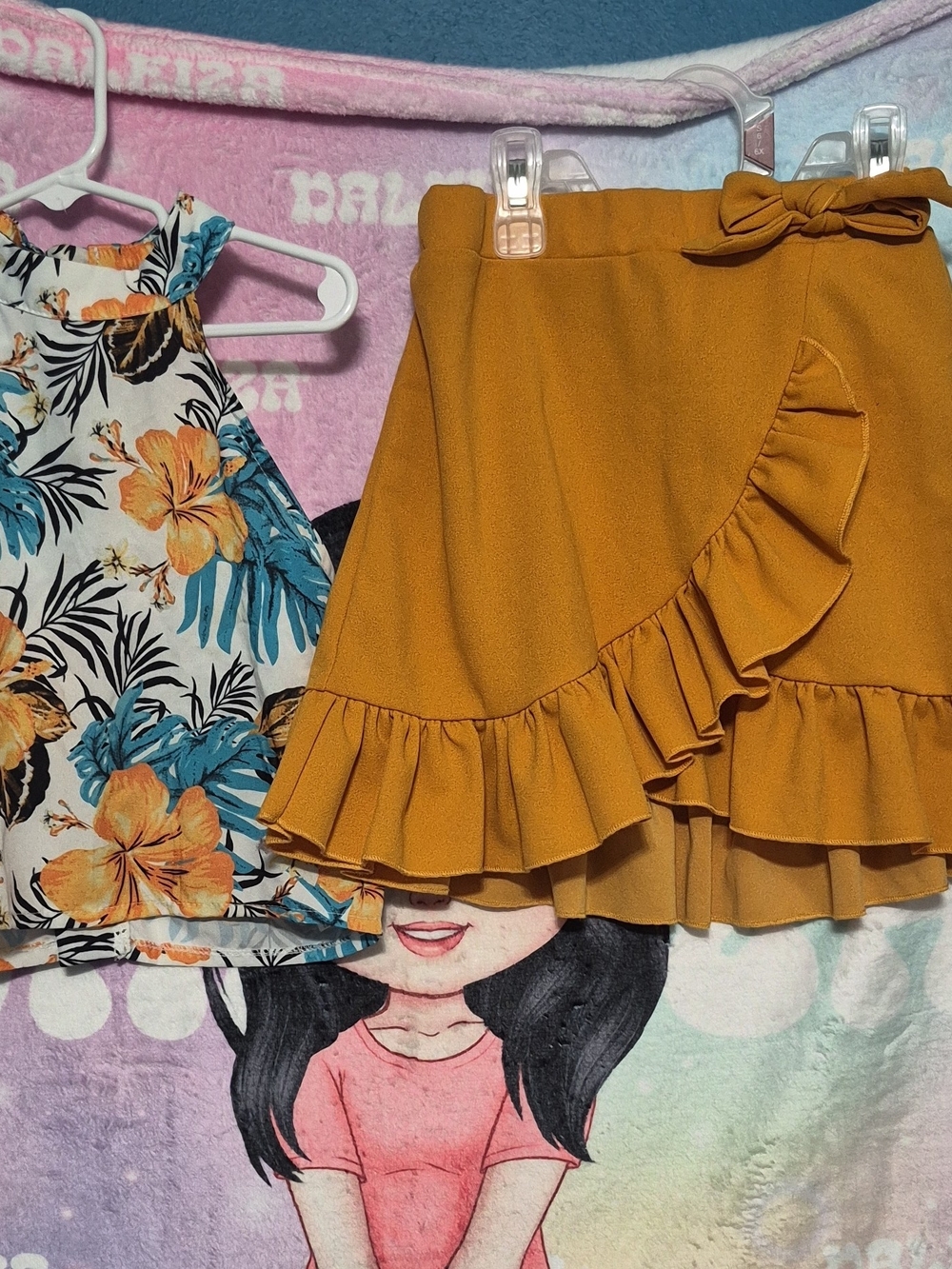 SHEIN Mustard Ruffle Faux-Wrap Skirt with Side Bow